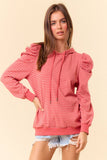 PUFF SLEEVE STRIPE HOODIE