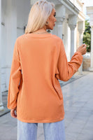 Orange Ribbed Corded Oversized Sweatshirt