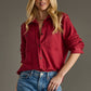 Super Soft Button Up - Heather Red