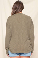 ROUND HEM WIDE KNIT TOP - MOSS GREEN