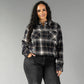 XXL Black, White & Tan Plaid Button Up