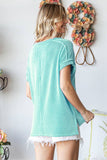 Teal Flowy Ribbed Top - Plus Size V-Neck