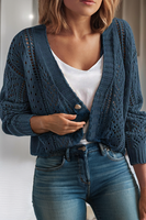 Open Knit Drop Shoulder Cardigan