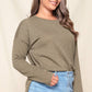 ROUND HEM WIDE KNIT TOP - MOSS GREEN
