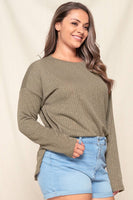 ROUND HEM WIDE KNIT TOP - MOSS GREEN