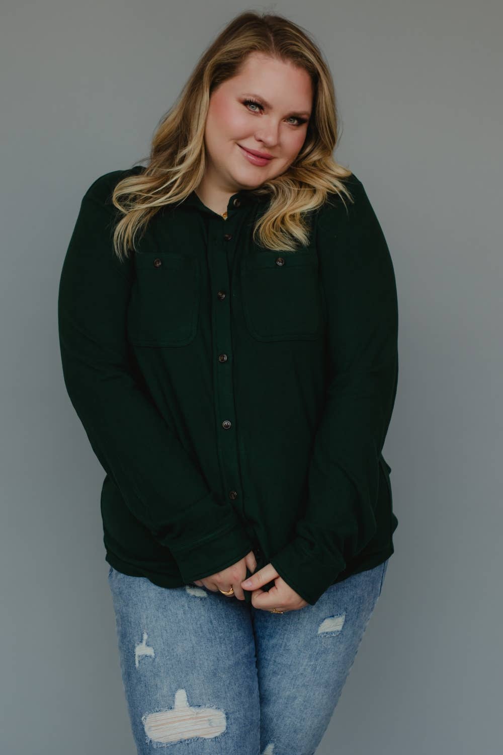 Hunter Green Super Soft Button Up (XXL)