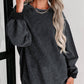 Solid Ribbed Knit Pullover Sweatshirt