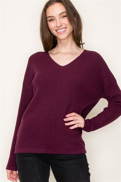 Waffle Sweater - Burgundy