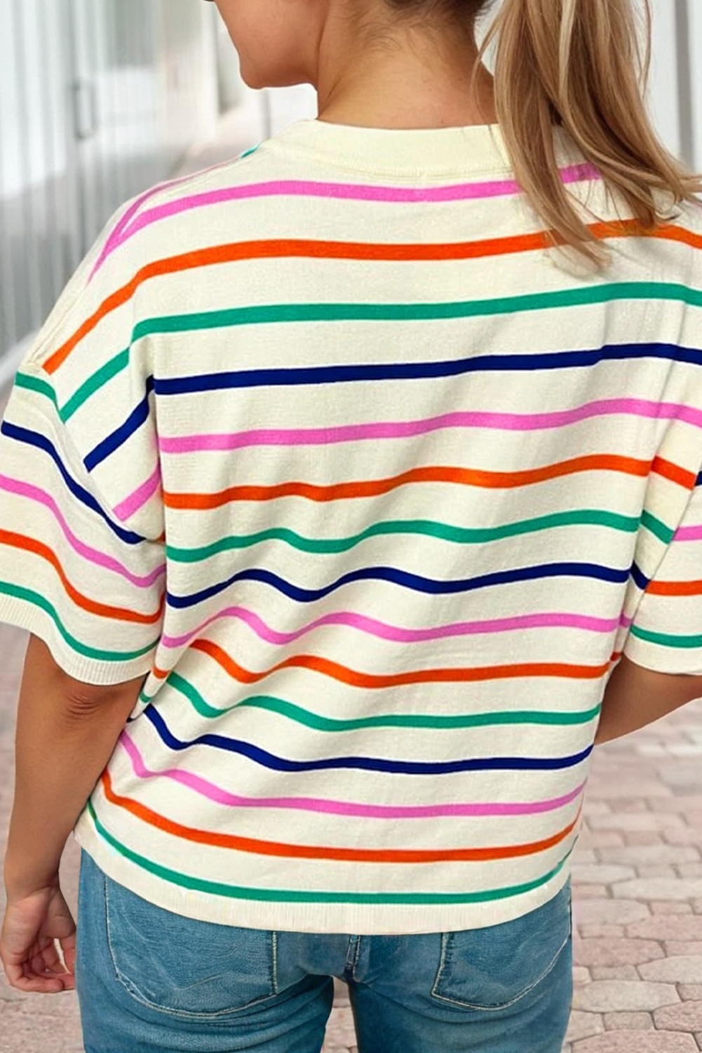 Striped Boxy Fit Knit Top (M, L)