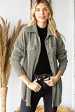 Textured Knit Button Down Shirt - Olive Green