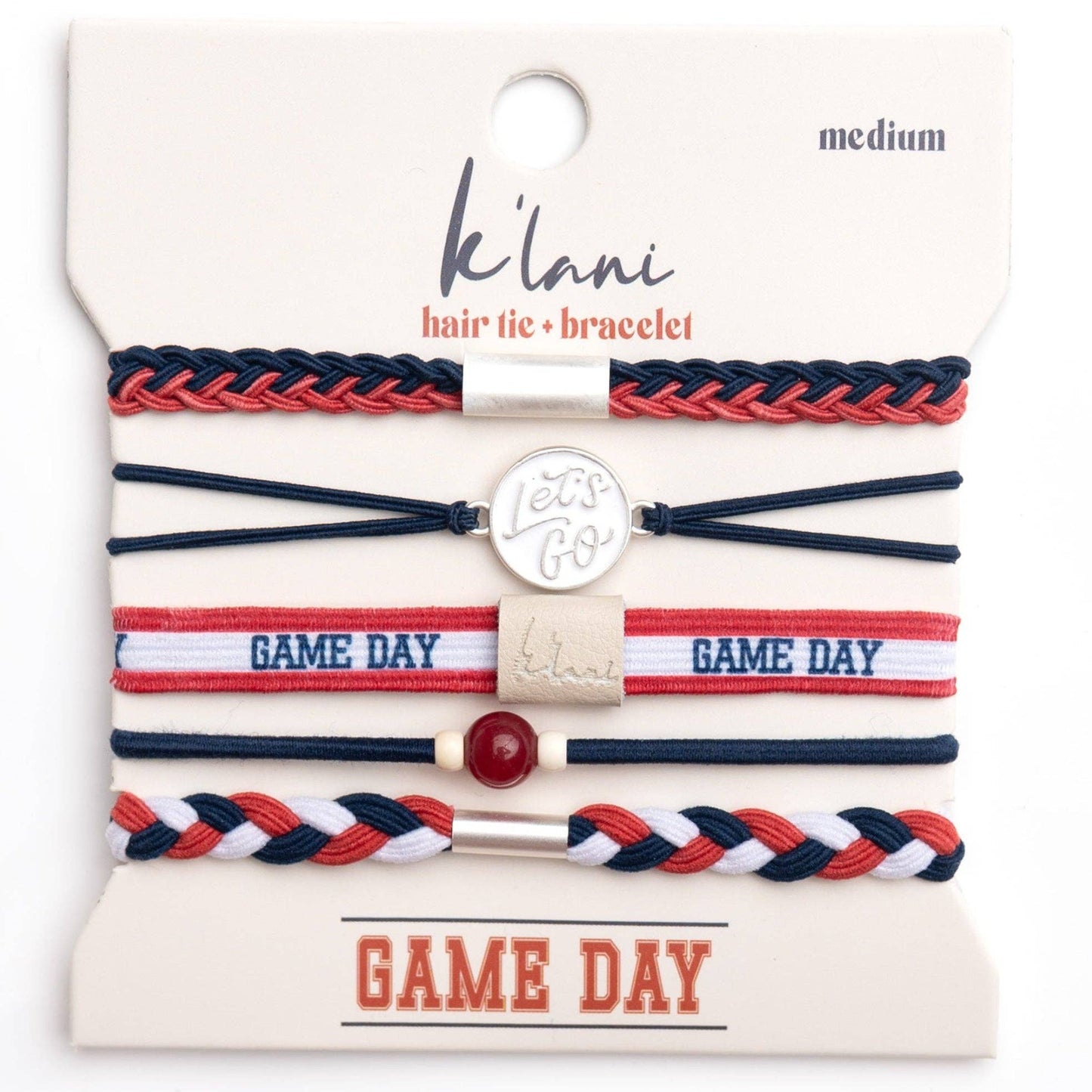 "Game Day" Crimson & Navy Hair Tie Bracelets