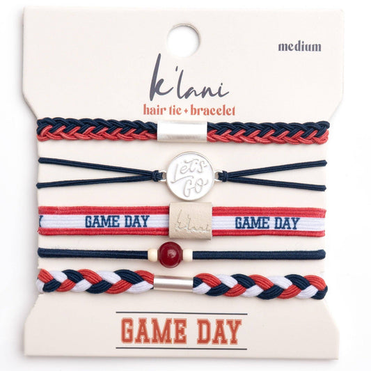 "Game Day" Crimson & Navy Hair Tie Bracelets