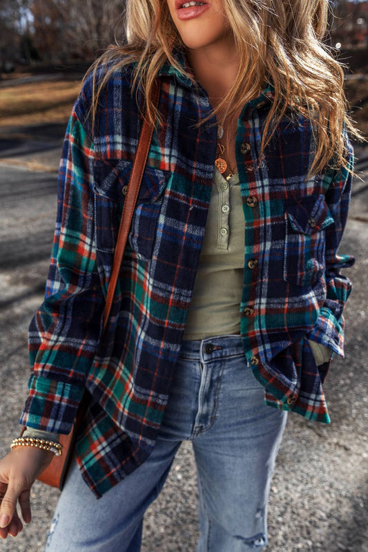 Plaid Button Up Shacket (M)