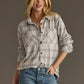 Lt. Gray & Black Plaid Button Up