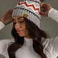 Pom Hat - Gray, Red & White