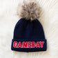 Game Day Pom Hat - Navy & Red