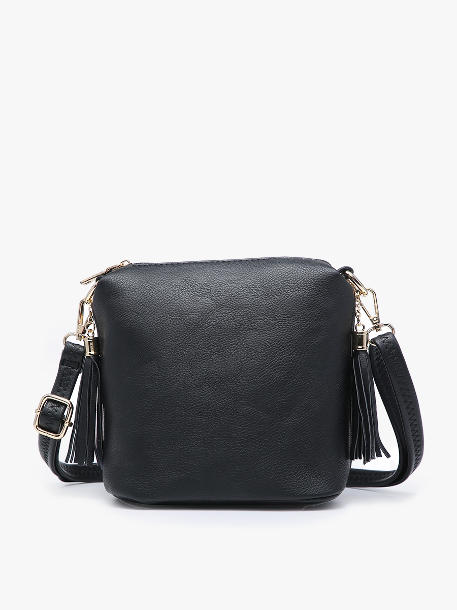 Dylan Crossbody w/ 2 Side Tassel Zippers: Navy