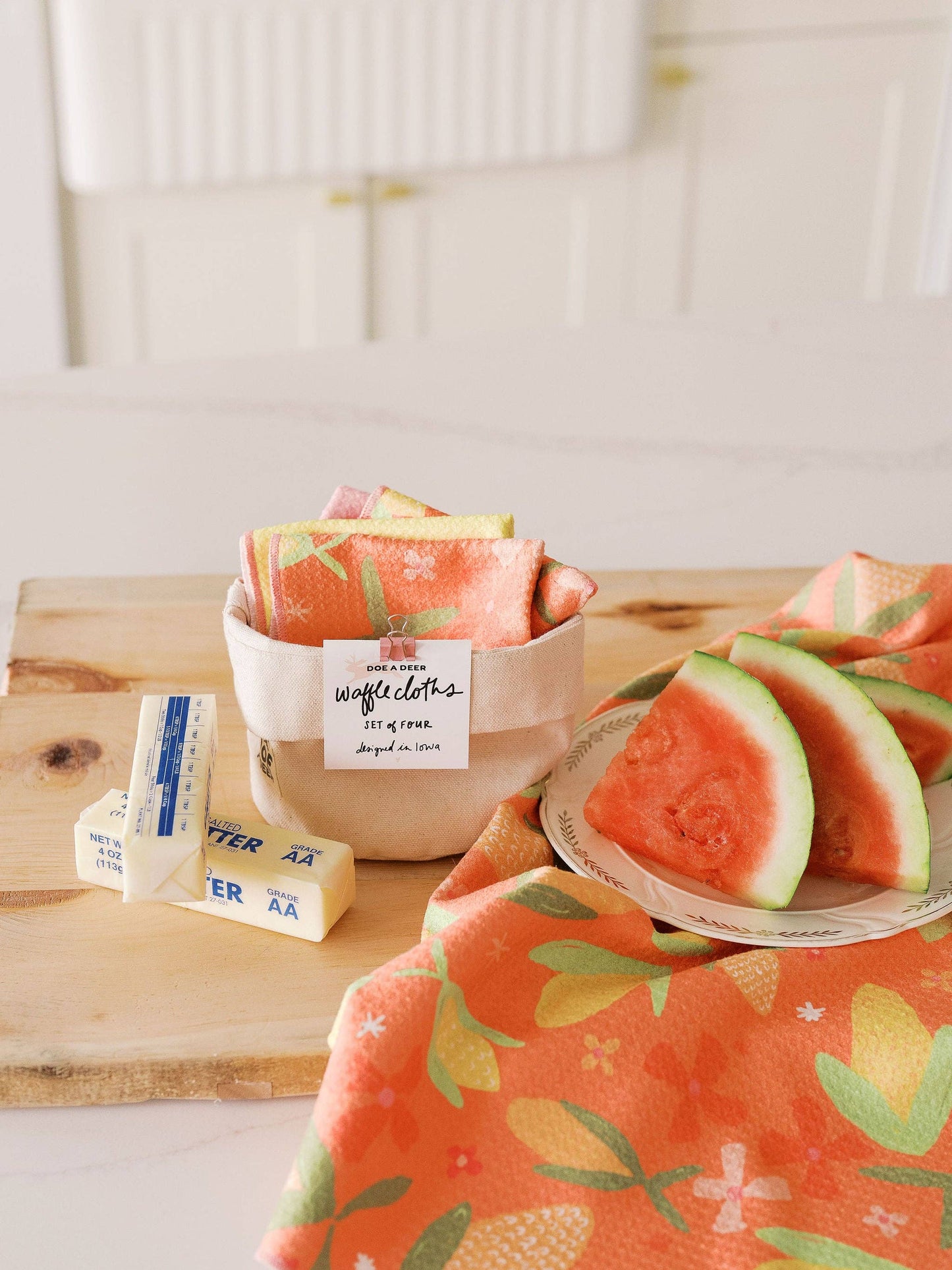 Waffle Cloths - Set of 4 (Corn & Flowers)