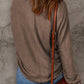 Brown Fiery Solid Color Patchwork Long Sleeve Top