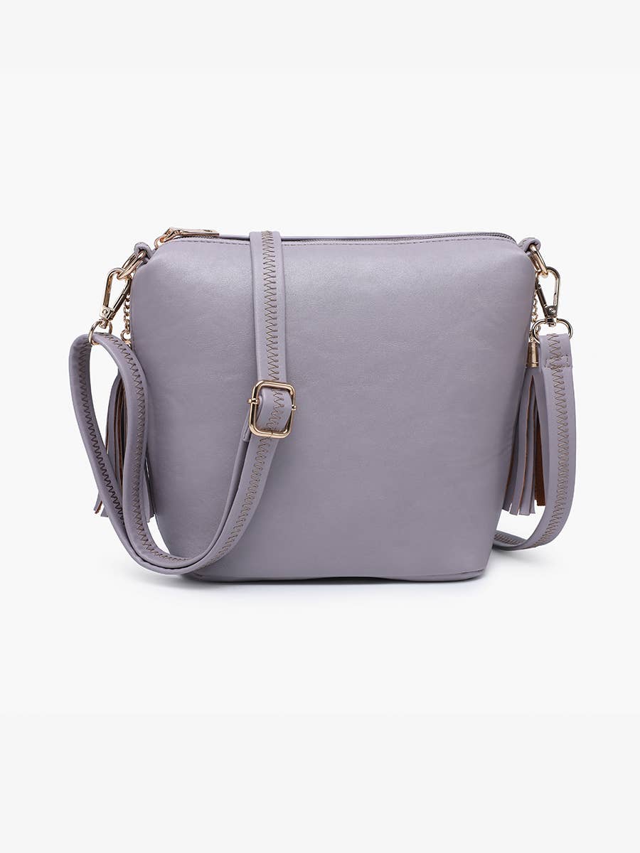 Dylan Crossbody w/ 2 Side Tassel Zippers: Purple