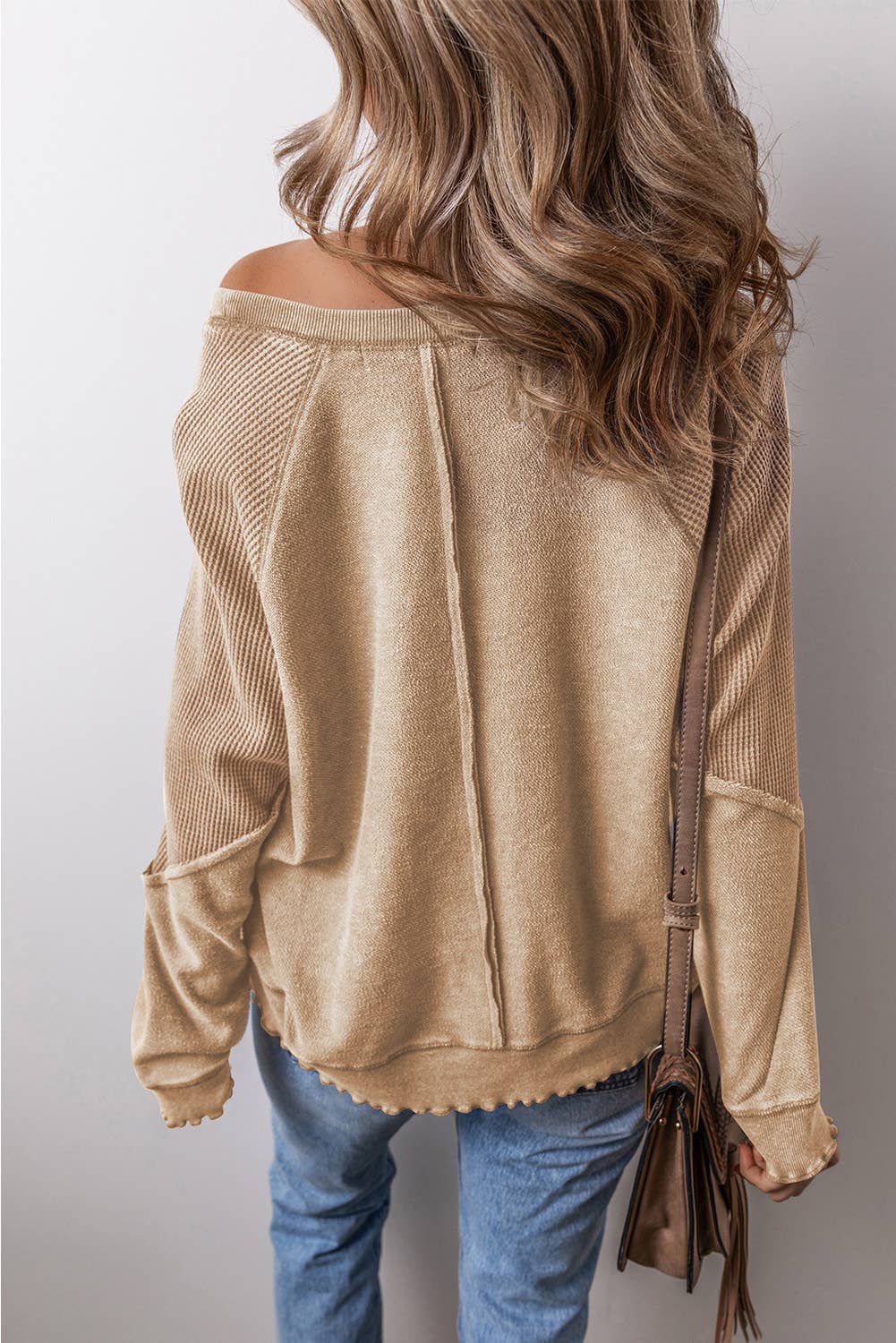 Patchwork Exposed Seam Raglan Sweatshirt (Large, 3 colors)