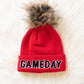 Game Day Pom Hat - Red & Black