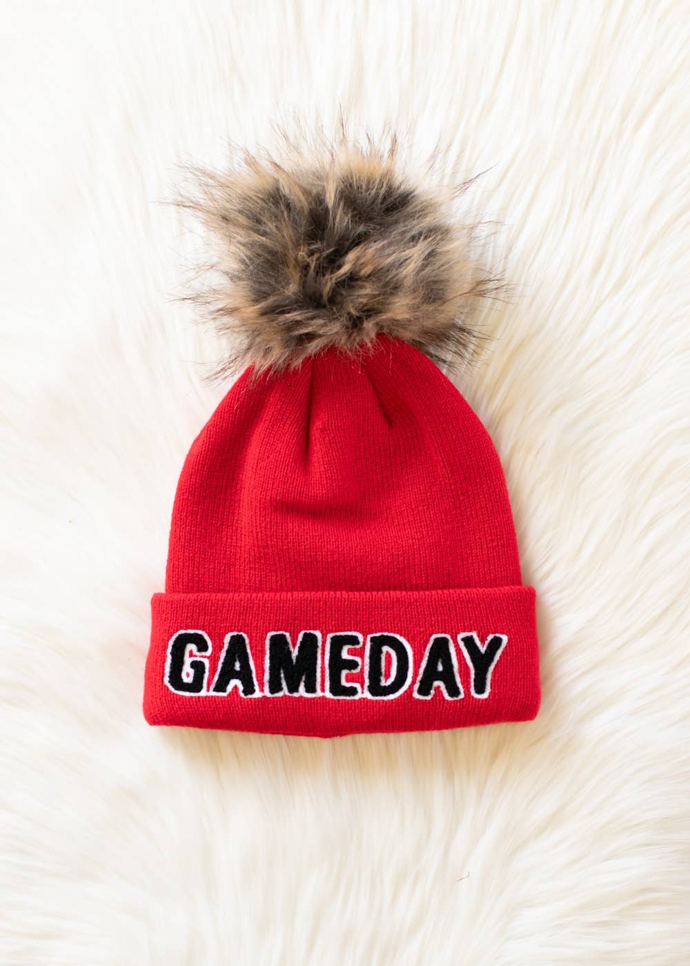 Game Day Pom Hat - Red & Black