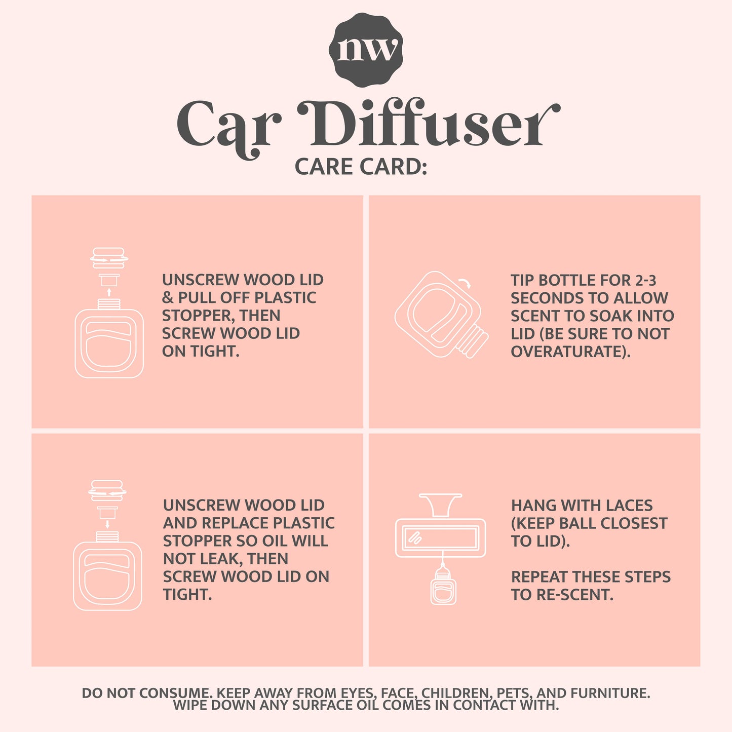Car Diffusers | Core Scents: No Mylar Bag (You are hanging your product) / Getaway Car
