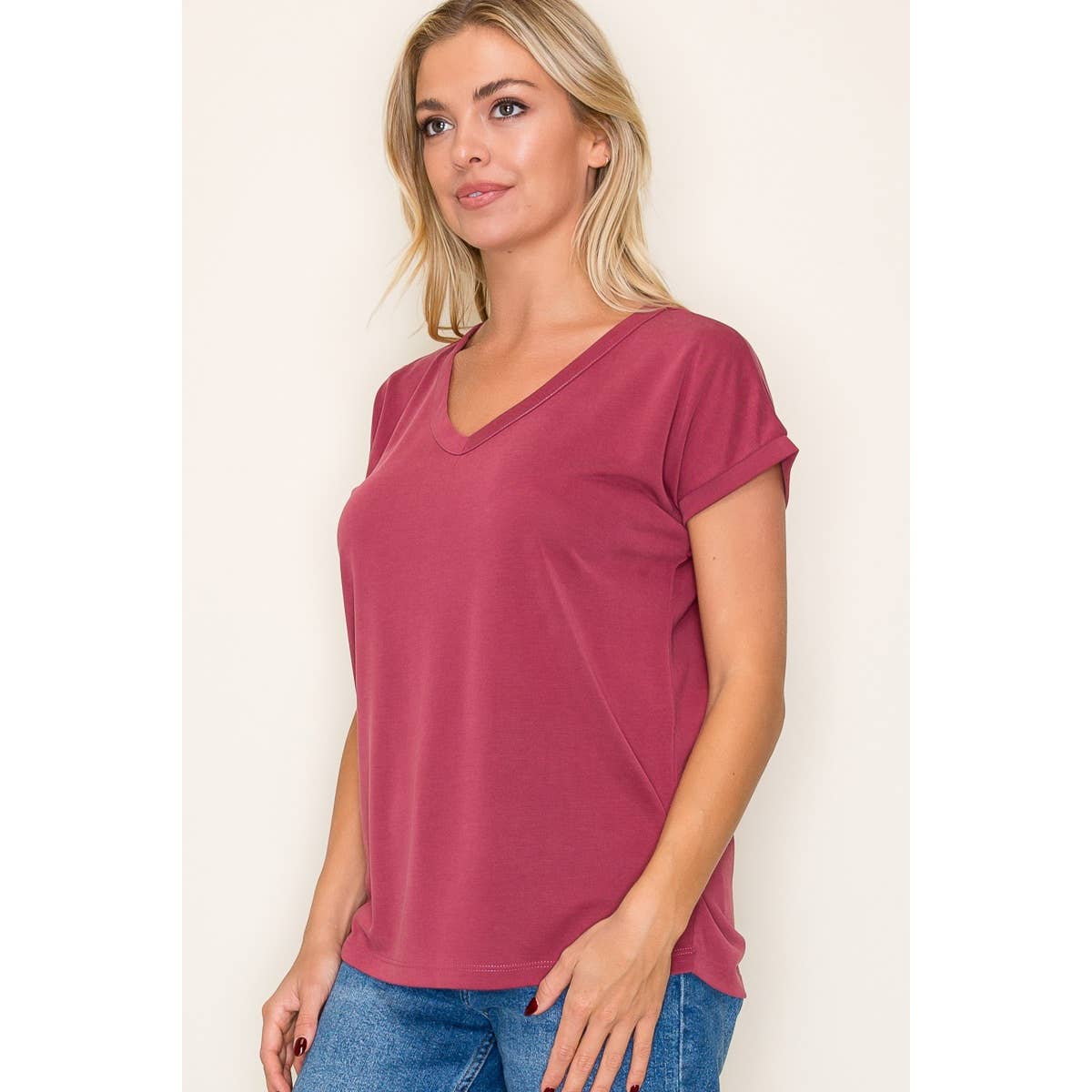 V NECK MODAL JERSEY TOP