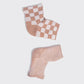 Large Moisturizing Heel Socks - Terracotta Checker