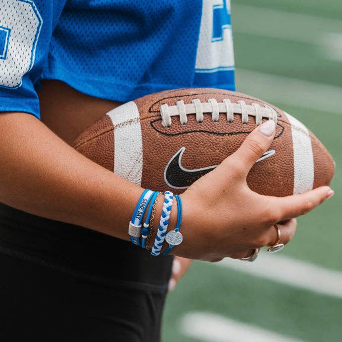 "Game Day" Blue & White Hair Tie Bracelets