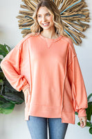 Textured Coral Knit Top