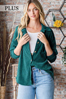 Hunter Green Chenille Button Down Shacket - Plus Top