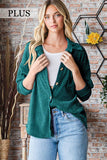 Hunter Green Chenille Button Down Shacket - Plus Top