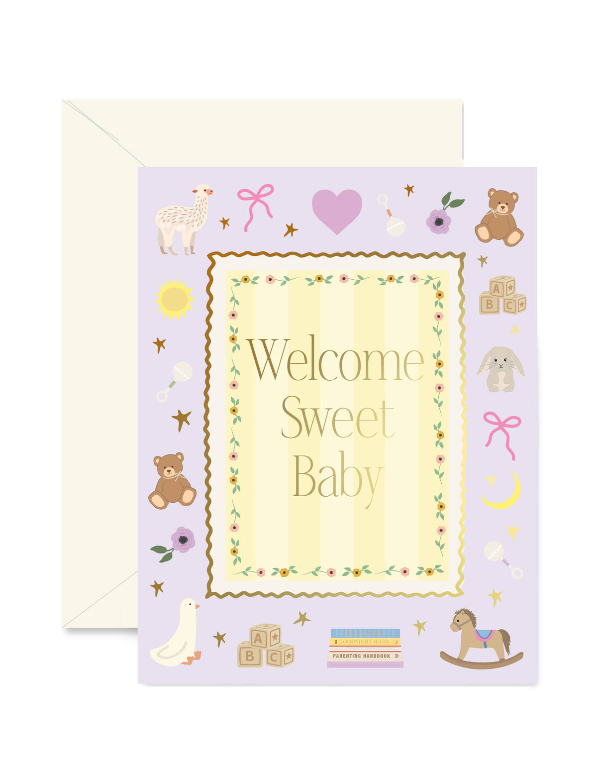 Lilac Welcome Sweet Baby Frame Greeting Card
