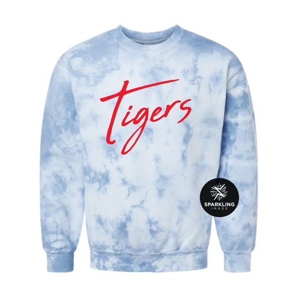 Tigers - Puffy Printed Tie Dye Crewneck