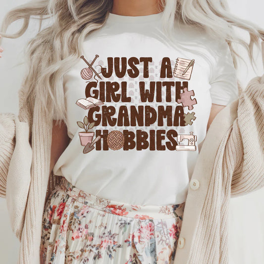 Girl with Grandma Hobbies Shirt