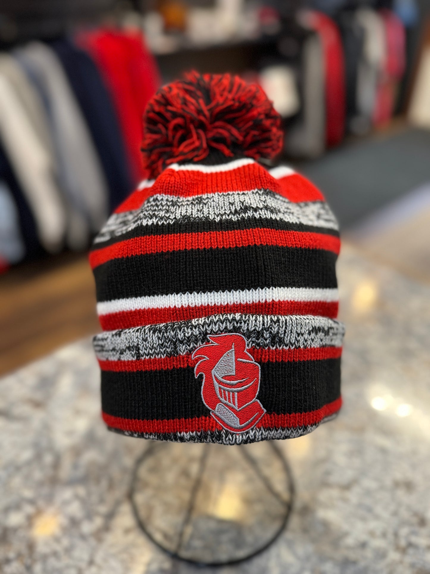 Knights Pom Beanie - Red/Black