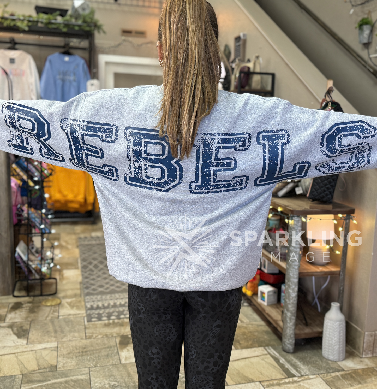 Rebels (Grey) Oversized Print Crewneck
