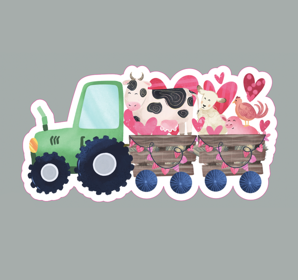 Tractor Valentines Sticker