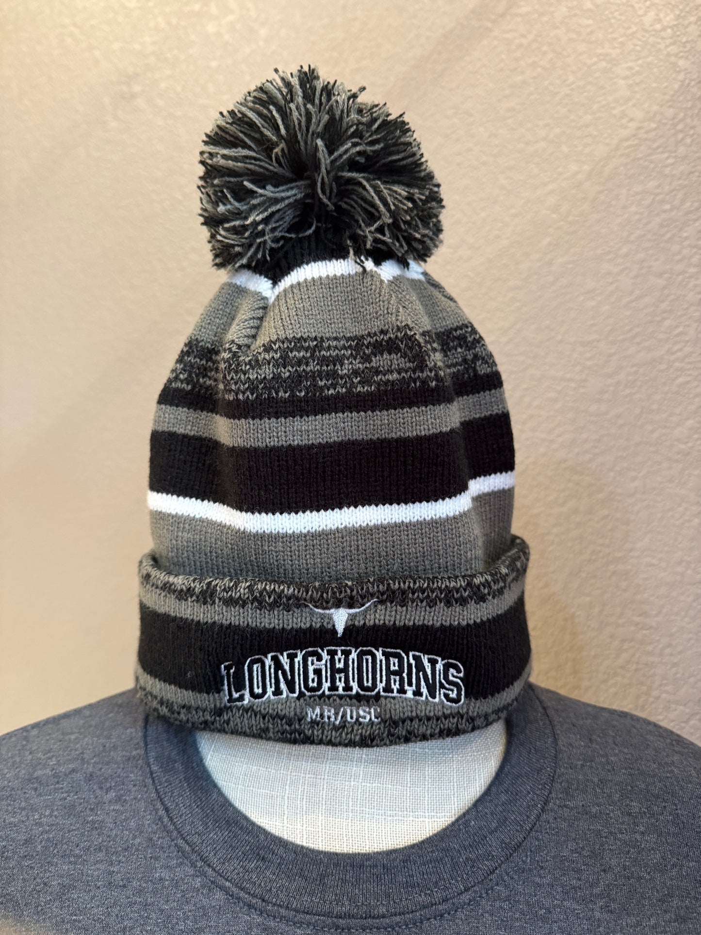 Longhorns Pom Beanie - Black/Grey
