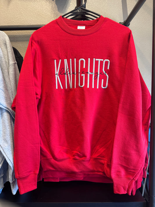 Knights Embroidered Crewneck Sweatshirt - Red