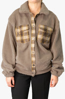 Dora Sherpa Shacket - Taupe Brown