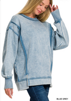 Acid Washed Fleece Crewneck Sweatshirt