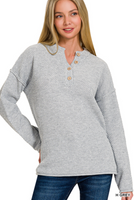 4-Button Henley Basic Sweater