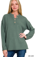 4-Button Henley Basic Sweater