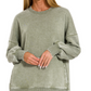 Pullover Sweatshirt w/ Pockets (S Olive, S Pink)