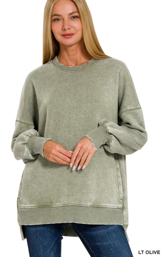 Pullover Sweatshirt w/ Pockets (S Olive, S Pink)