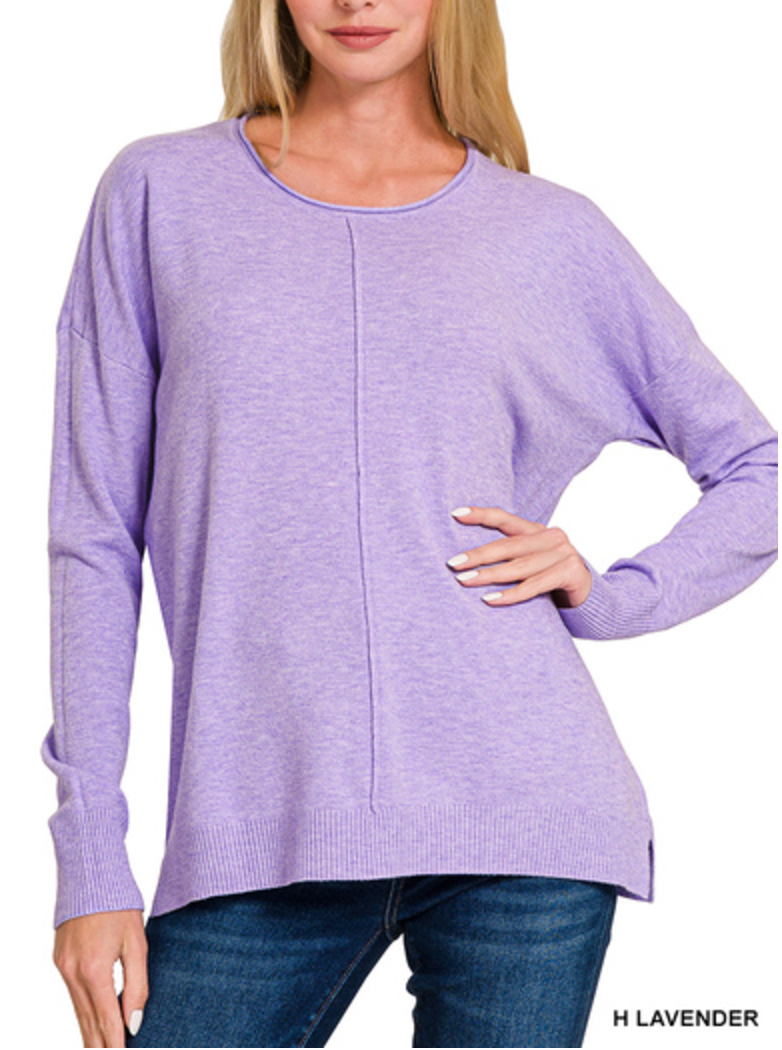 Round-Neck Viscose Sweater w/ Front Seam (S, M, L)