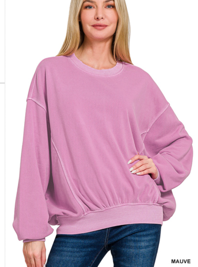 FLEECE PIGMENT DYE PULLOVER (S-XL)
